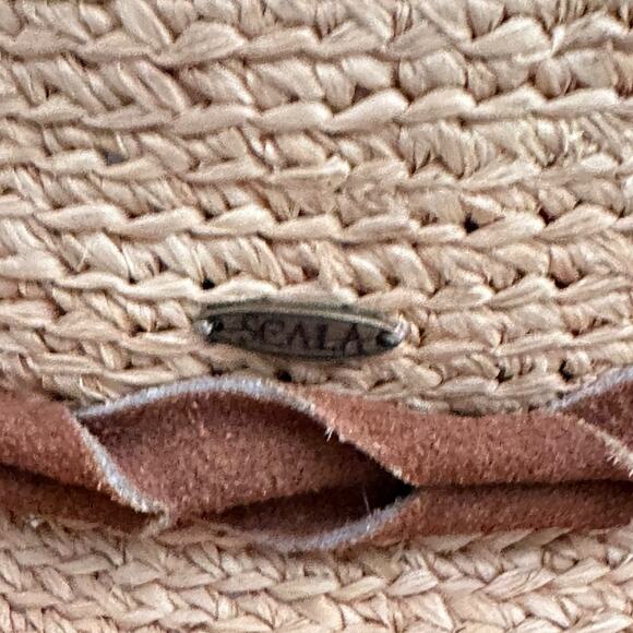 Scala Collezione Straw Sun Hat Brown Suede Band Boho Western Style One Size - Picture 4 of 8